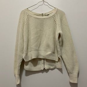 White cotton crewneck sweater
